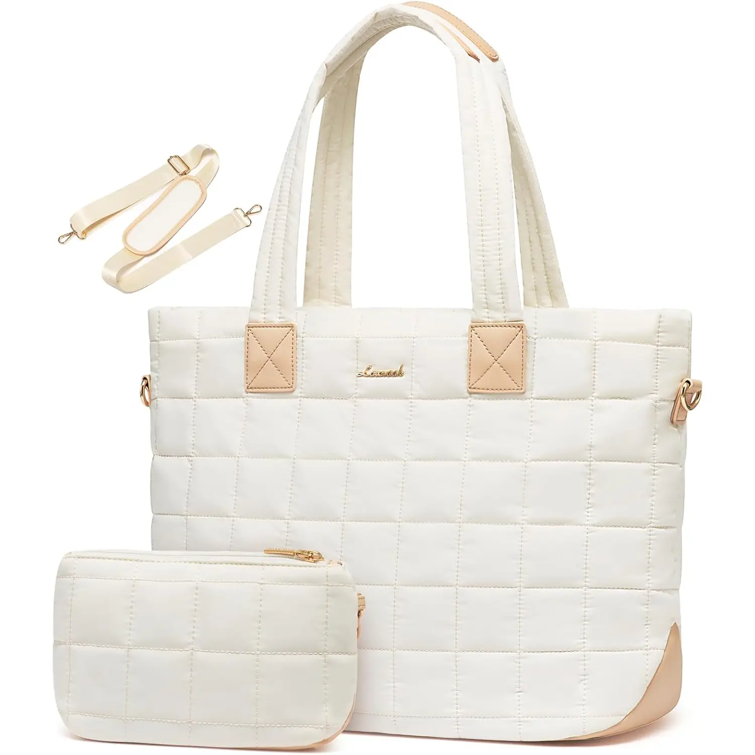 LOVEVOOK Tote Bag for Women, Large Puffer Tote Bag with Zipper Quilted Light Work Bag LOVEVOOK