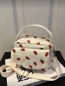 New Casual Strawberry Shoulder Crossbody Bag, Trendy Women's Handbag for Outdoor Use, Cute Strawberry Wallet for Valentine's Day