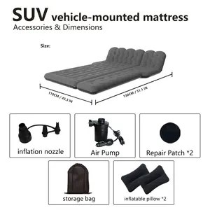 SUV Air Mattress with Electric Pump, Inflatable Car Bed with Pillows, Durable & Portable for Camping & Travel
