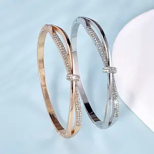 Viral Crisscross Knot Bangle for Women, Sparkly Intertwined Cuff with Shiny Accents, Elegant Twisted Statement Wrist Jewelry, Adjustable Fit for Daily Wear & Party, 2026 Trending Accessory Gift for Her