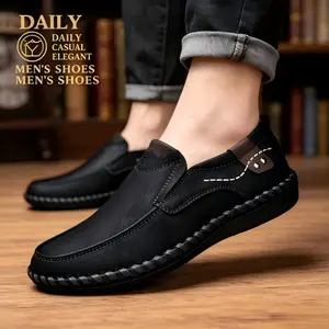 Men's Low-Cut Leather Loafers - Handmade Soft Slip-On British Daily Casual Walking Shoes