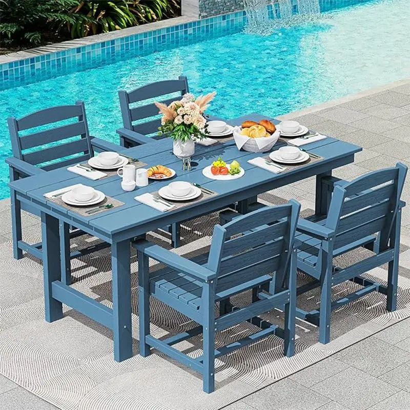 5-Piece (1 Table + 4 Chairs), Blue
