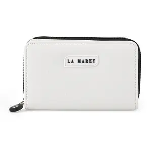 La Marey White Faux Leather Fluorescent Zipper Fashion Wallet