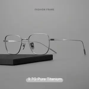 Retro Square Glasses Men Women Fashion Eyewear Frame Titanium Resin Lens Rectangle Spectacles