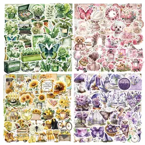 50/200PCS Retro Series Art Stickers High Adhesive Stickers Vintage Material Paper Colored Stickers For Diary Junk Journal Water Bottle Laptop Phone Decoration Scrapbooking Supplies