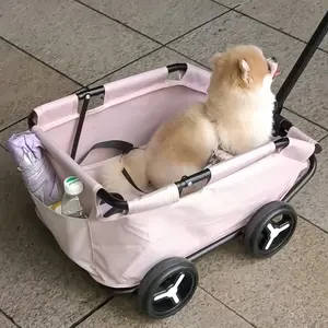 Compact Foldable Pet Stroller in Pink - Durable Metal Frame with Oxford Fabric, Ideal for Shopping, Vacations & Camping | Lightweight & Easy Storage, Portable Pet Carrier|Convenient Pet Transport|Functional Pet Cart, Dog Stroller, Baskets, Bins & Contain