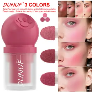 DUNUF Cute Cat Paw Blush Stick Natural Glow Blush Balm, Long Lasting & Blendable Cheek Tint, Easy Application Makeup for All Skin Tones