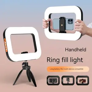 New Handheld Ring LED Rechargeable Fill light Portable Mobile Phone Live Broadcast Photography Desktop Rabbit Cage Selfie Light