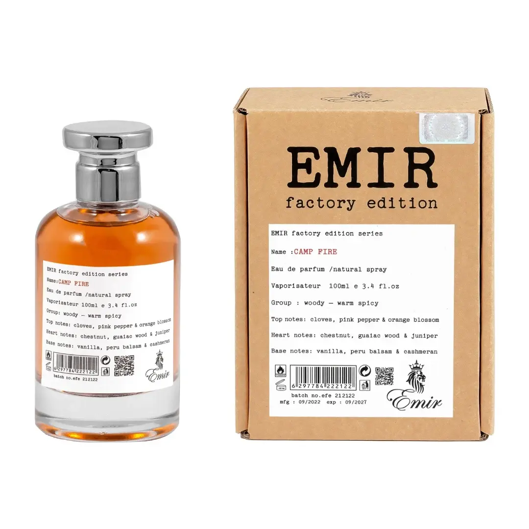 Paris Corner Emir Camp Fire Factory Edition Eau de Parfum, Oriental Men's Cologne with Clove & Chestnut Notes, 3.4 oz