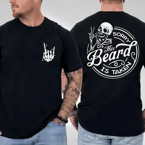 Sorry This Beard Is Taken T-Shirt – Bearded Skeleton Rock Hand Graphic, Perfect Gift for Bearded Men and Humor Lovers, Men's Cotton Tee