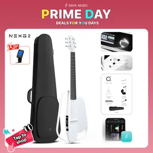 【Music, Evolved.】Enya NEXG 2/NEXG 2 Basic Acoustic-Electric Guitar Carbon Fiber Travel Smart Audio Guitar with 50W Wireless Speaker, Wireless Microphone, Hi-Fi Monitor Earphones, Footswitch, Charging Stand, and Gigbag