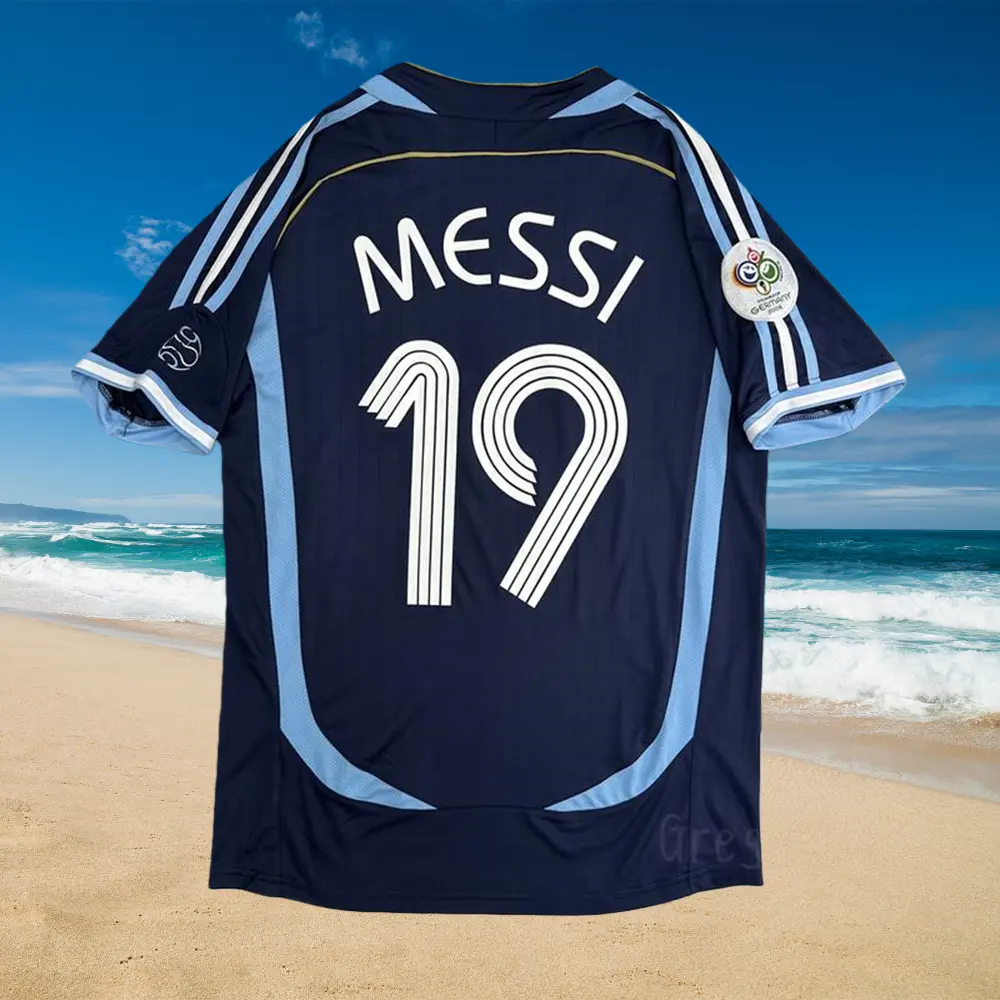 2006 Away Fan Edition No. 19 Messi Blue Short-Sleeve Jersey