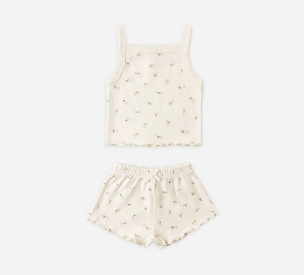 Quincy Mae Pointelle Tank with Shortie Set Petit Fleur