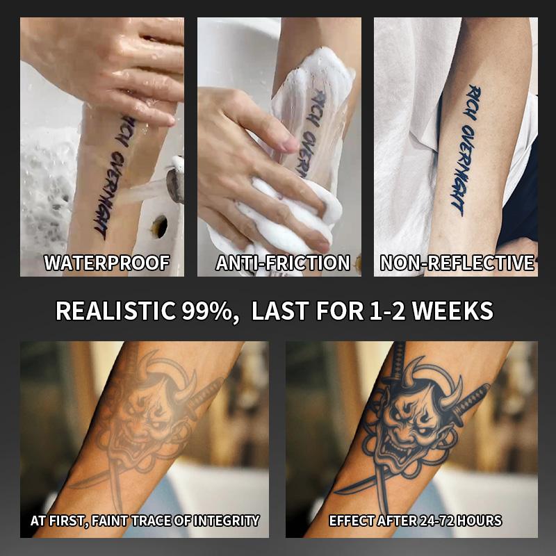 Cool Cross Temporary Tattoo Stickers, Waterproof Long-Lasting 7-14 Days, Herbal Half-Permanent Fake Tattoos for Men and Women