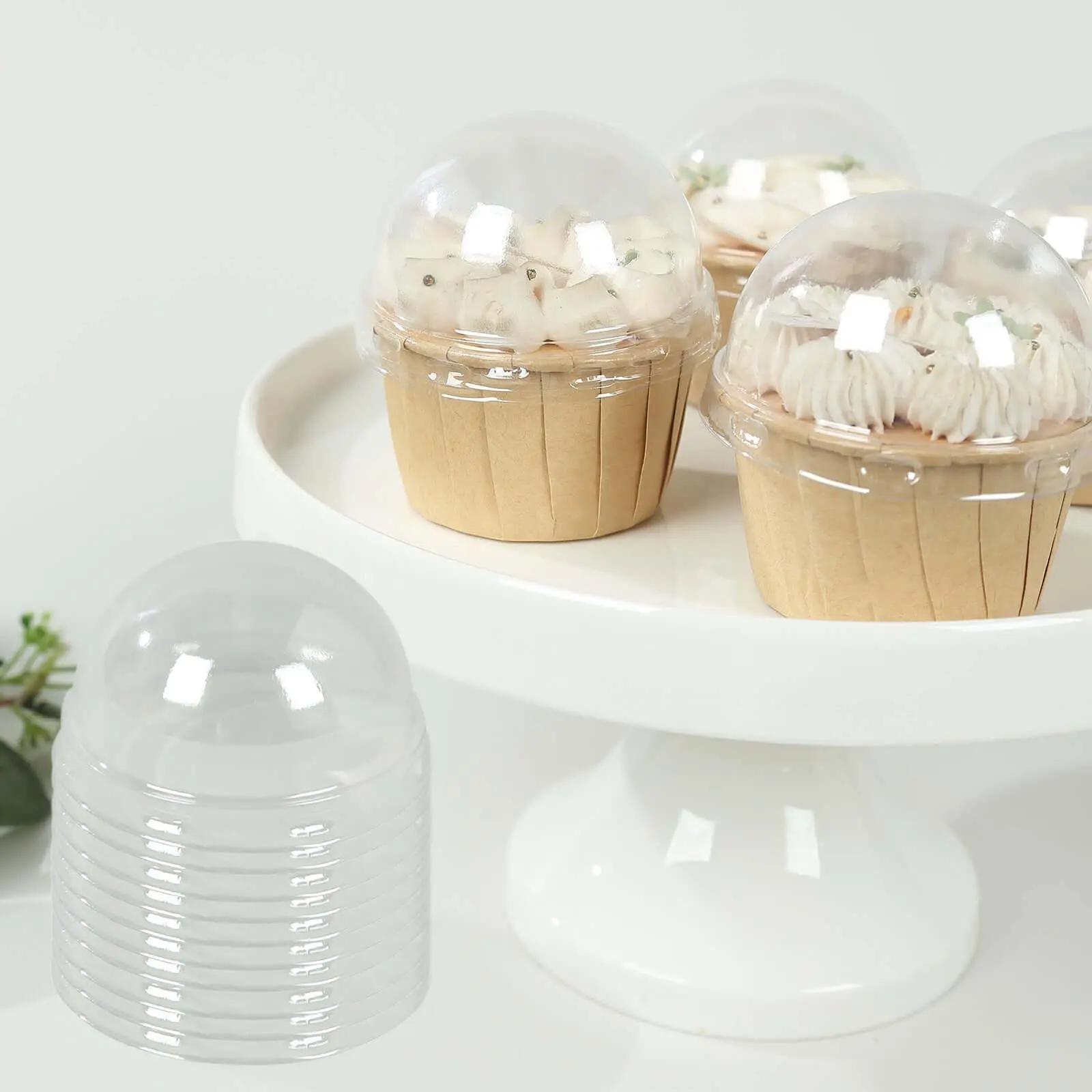 50-Pack Plastic Dome Lids For Cupcake Liners 3" Clear - Food Grade Disposable Baking Cake Cup Lids for Catering Events Bakery-Packaging & Seasonal Gatherings