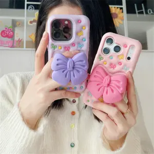 Princess expansion bowknot | Protective Bracket Shockproof phone case Cover | Silicone | Best friend gift | Suitable for iPhone 12 13 14 15 16 17 Pro Max
