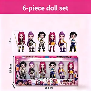 6-piece Trendy Cartoon Girl Figure Dolls, Anime-style Desktop Ornaments, Cute Table Decorations, Ideal Collectible Gifts for Birthdays and Christmas