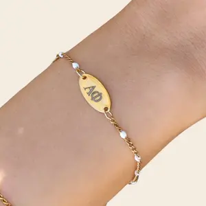 Alpha Phi Sorority Bracelet - White Enamel Chain Style