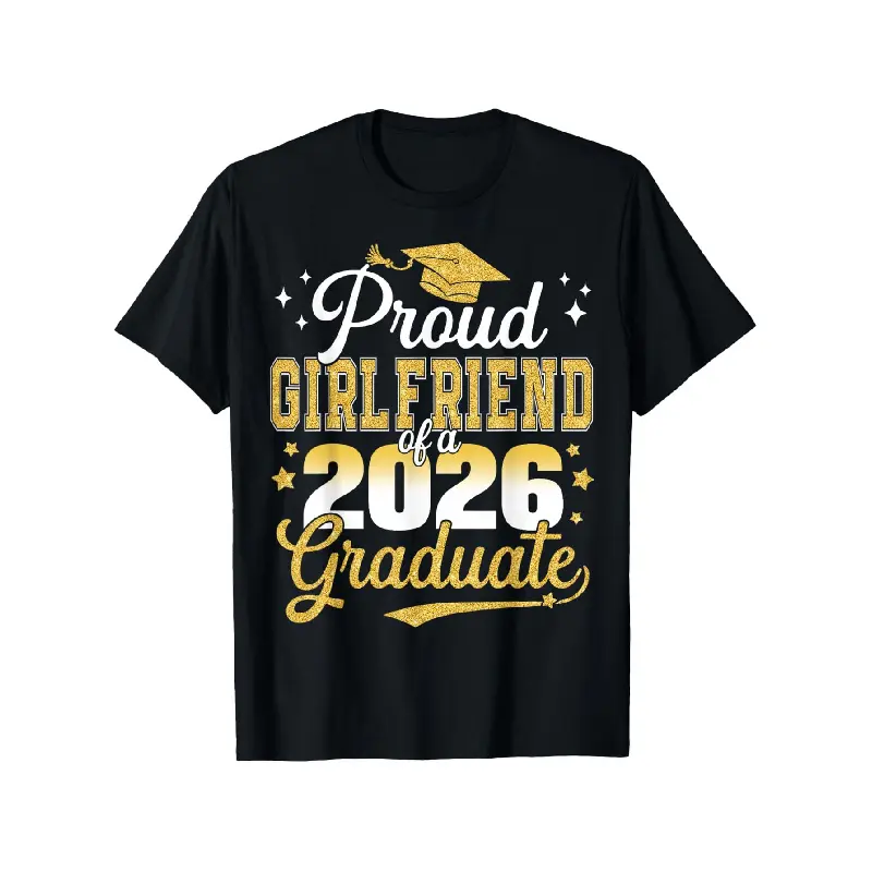 Menswear Short-Sleeve Round Neck Oversized Graphic T-Shirt - Casual Streetwear Apparel for 2026 Graduate Senior's Proud Friend