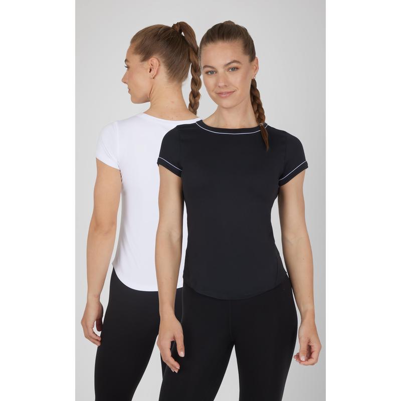 2 PK Super Soft Synergy High Crew Neck Short Sleeve Top and Crew Neck Top