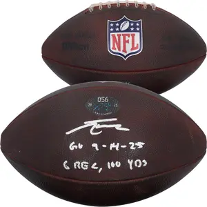 Tetairoa McMillan Carolina Panthers Autographed Game-Used Football vs. Arizona Cardinals on September 14, 2025 with Multiple Inscriptions - #56 - Fanatics Authentic Certified