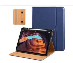 for iPad (A16) 11th Generation Case 11 Inch 2025, iPad 10th Generation Case 10.9 Inch 2022, Premium Leather Business Folio Stand Cover with Pencil Holder - Auto Wake/Sleep, Navy Blue