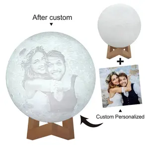 3D Personalized Moon Lamp – Custom Photo & Text Night Light