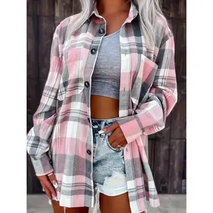 GARMENTMAKER Pink Gingham Shirt |   Casual Lapel Collar, Button Details, Summer Shirting