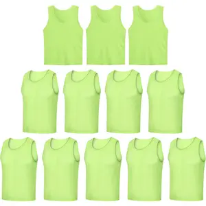 12 Pack Scrimmage Vest Team Training Jerseys Sports Pinnies Practice Jerseys Soccer Bibs with Carry Bag