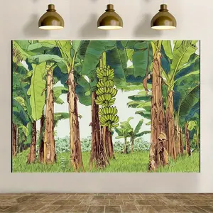 1PC,2D Flat Tropical Banana Forest Hand - drawn Tapestry, Decorative Backdrop for Bedroom & Living Room, Digital - printed Fade - resistant Wall Hanging, Background Cloth for Internet Celebrity