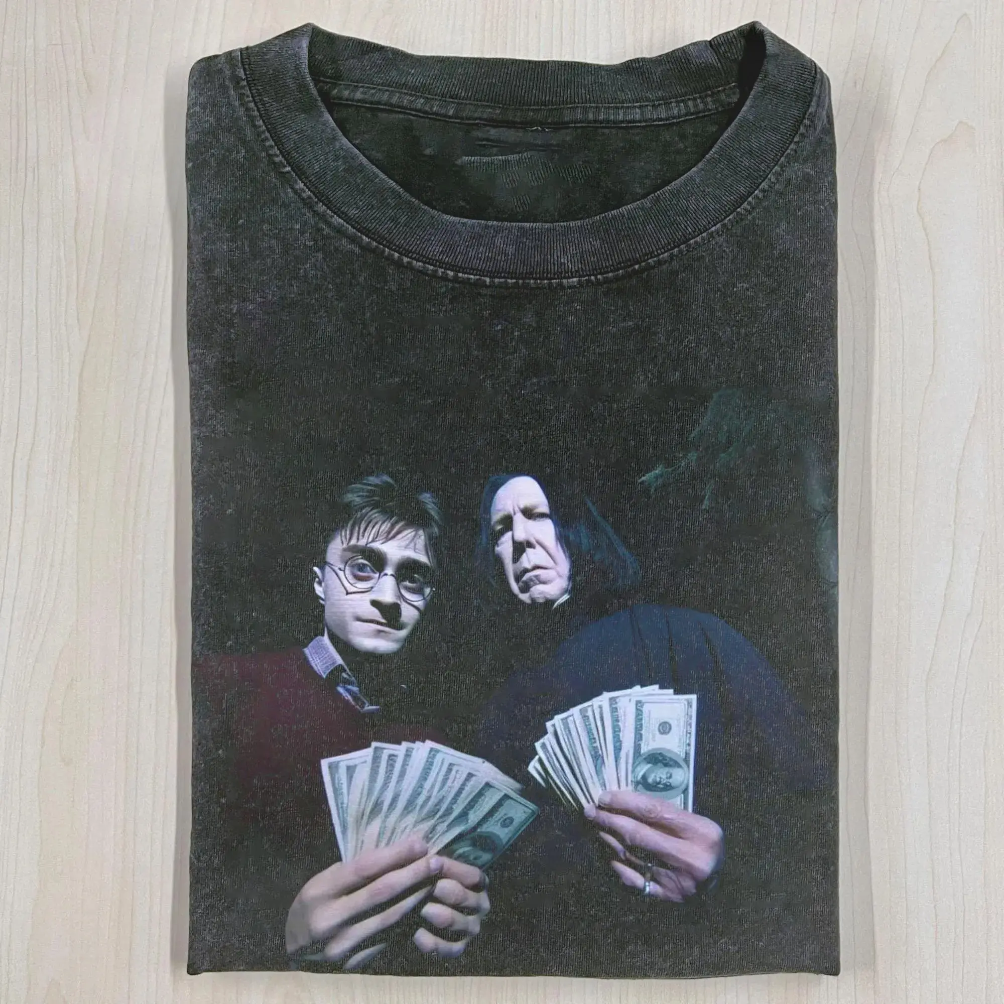 #HarryPotterr and Snape Money Stacks, Wizard Meme Graphic Tee, Magic School Humor Streetwear, HP Wizard Tee, Casual Tee, For Men & Women