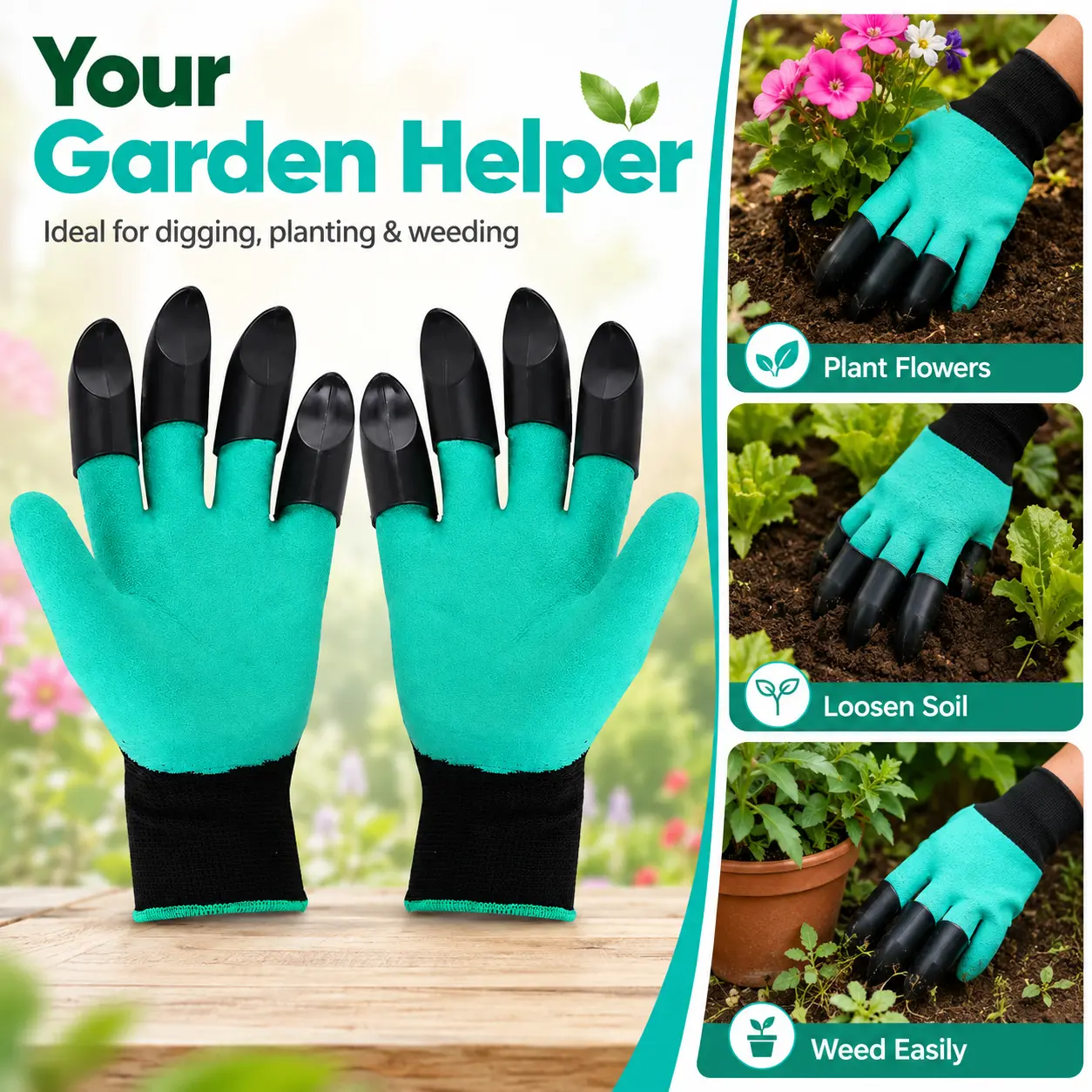 Claw Safety Work Gloves for Women and Men, 1 Pair for Digging, Planting, Yardwork, Home Improvement Outdoor Garden Hand Tools