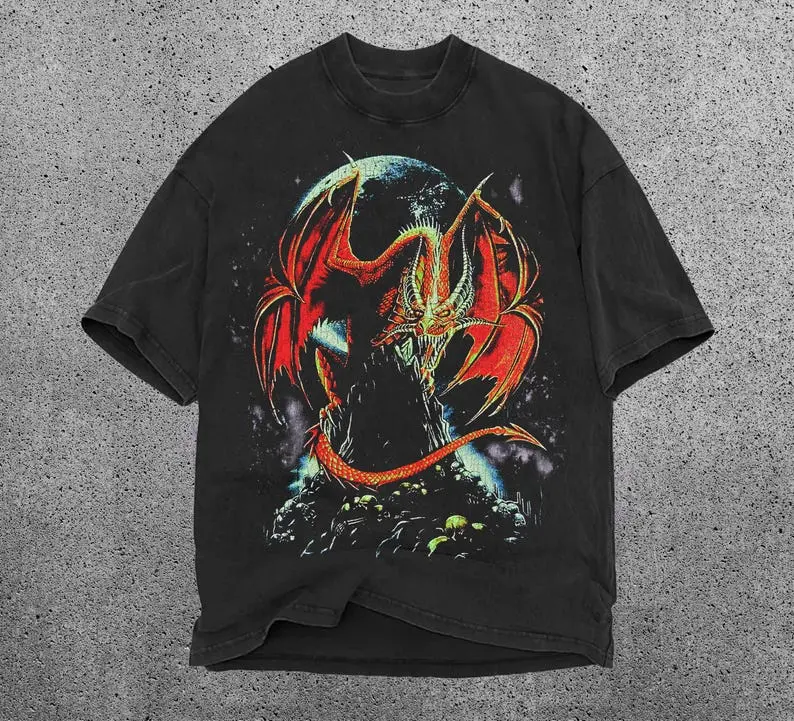 Dragon Shirt Vintage Dragon Graphic T-Shirt,  Dark Fantasy Shirt, Mythical Creature, Gothic Shirt , Medieval Shirt, y2k dark art