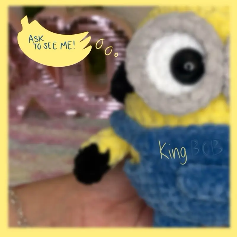 Handmade crochet banana ball with goggles