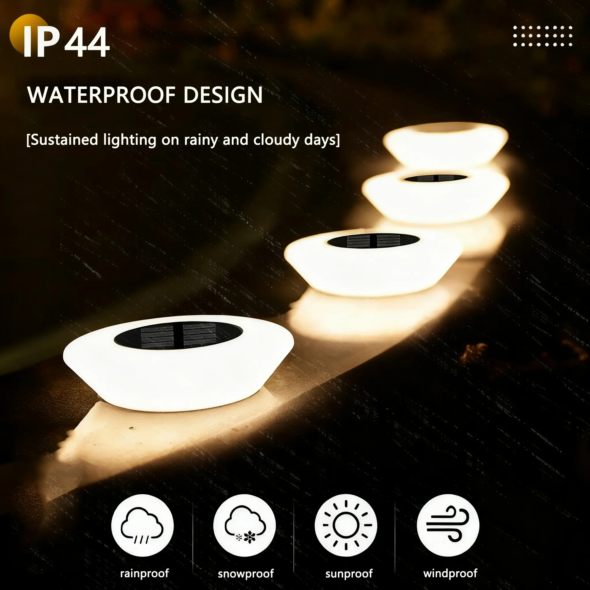4-Pack Upgraded Waterproof Solar Ground Lights - Pure White or Warm White Random Set, Solar Outdoor Lights for Pathway, Landscaping Decor