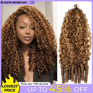 OQ HAIR Highlight 4/27 Burmese Curly Crochet Human Hair 50g Pre-separated Feather Honey Blonde Crochet Human Hair Invisible Miracle Knots Hair #DealsForYouDays