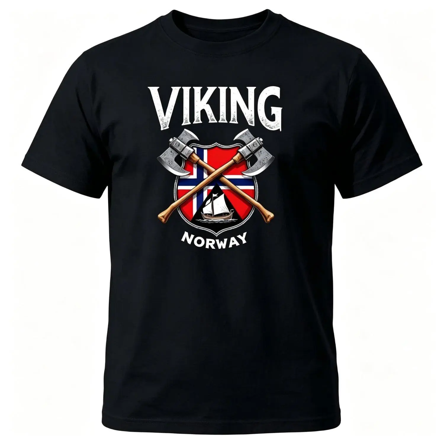 Men Short-sleeve T-shirts Viking Norway Norse Viking Ship Viking Graphic Norwegian Flag Print Viking Longship Design Micro-Stretch Knit Fabric All-Season Casual Wear Machine Washable Viking Apparel