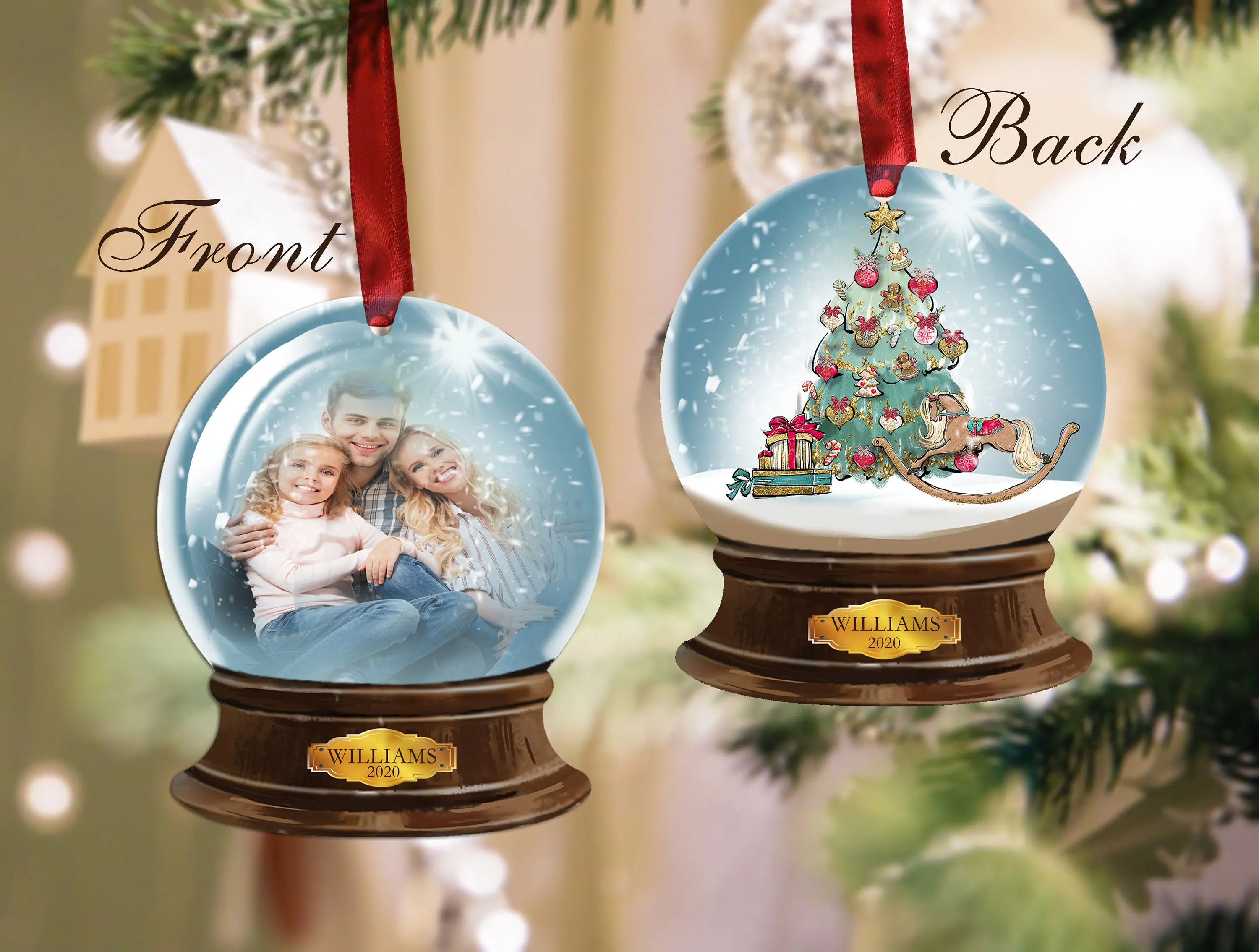 Personalized Family photo Christmas Snowglobe Ornament Keepsake, Christmas Ornament, Custom Ornament, Christmas decoration.