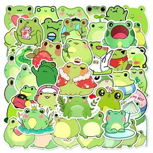 50pcs Cute Cartoon Little Frog Pattern Sticker, Graffiti Waterproof Decoration Sticker, DIY Decor Sticker For Home, Scrapbook, Water Bottle, Sticker Packs, Art Stickers, Funny Stickers, Scrapbooking