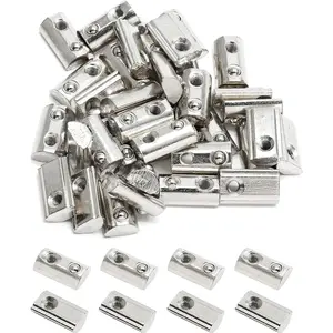 24 Pcs 4040 Series M8 Half Round Roll in Spring T Nuts, Roll in Spring Loaded T Nut for European Standard 40 Series 8mm T-Slot Aluminum Extrusion Profile