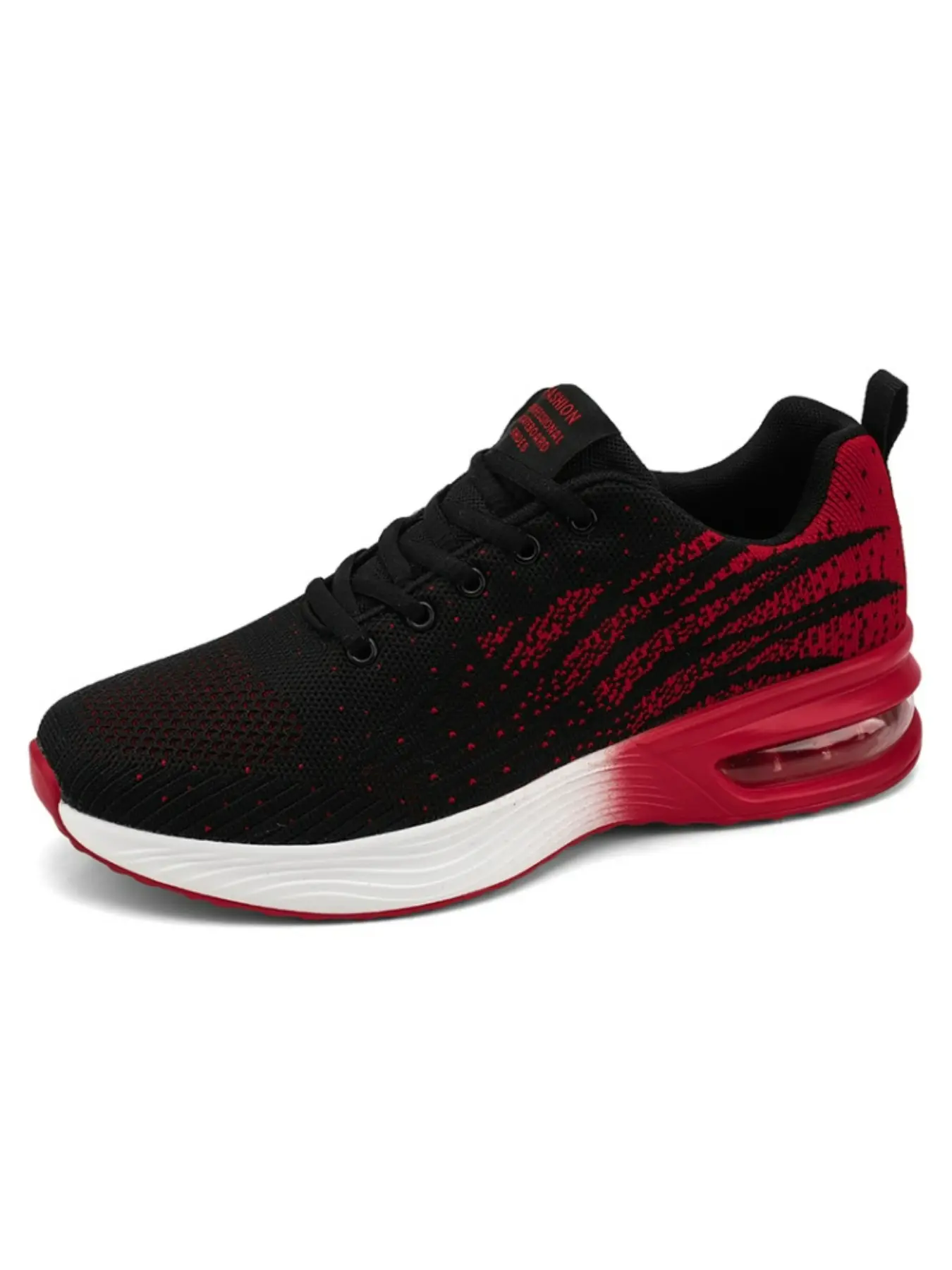 Men's Colorblock Gradient Knit Lace-Up Cushioned Sneakers, Breathable Mesh Upper, Comfortable Anti-Slip Sole, Outdoor Sports Sporty Running Shoes