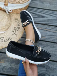 Women's Fashionable Solid Color Slip on PU Leather Loafers, Casual Comfortable Shoes for Daily Wear, Lightweight Breathable Shoes for All Seasons, Girl