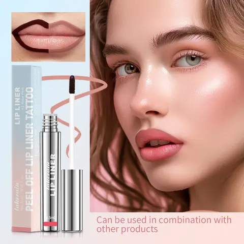 Peel-Off Lip Liner Pen, Non-Sticky Long-Lasting Matte Finish Lip Liner Makeup with Anti-Cup Staining, All Day