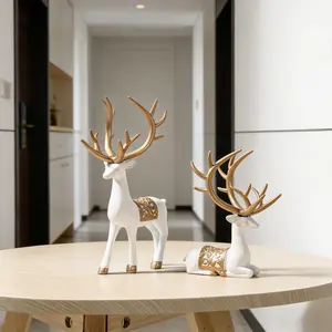 Christmas Deer Ornaments Set, 2-Pack Money-Attractive Design, Ideal for Nordic Style Tvs & Cabinets, Perfect Holiday Gift for Home Décor