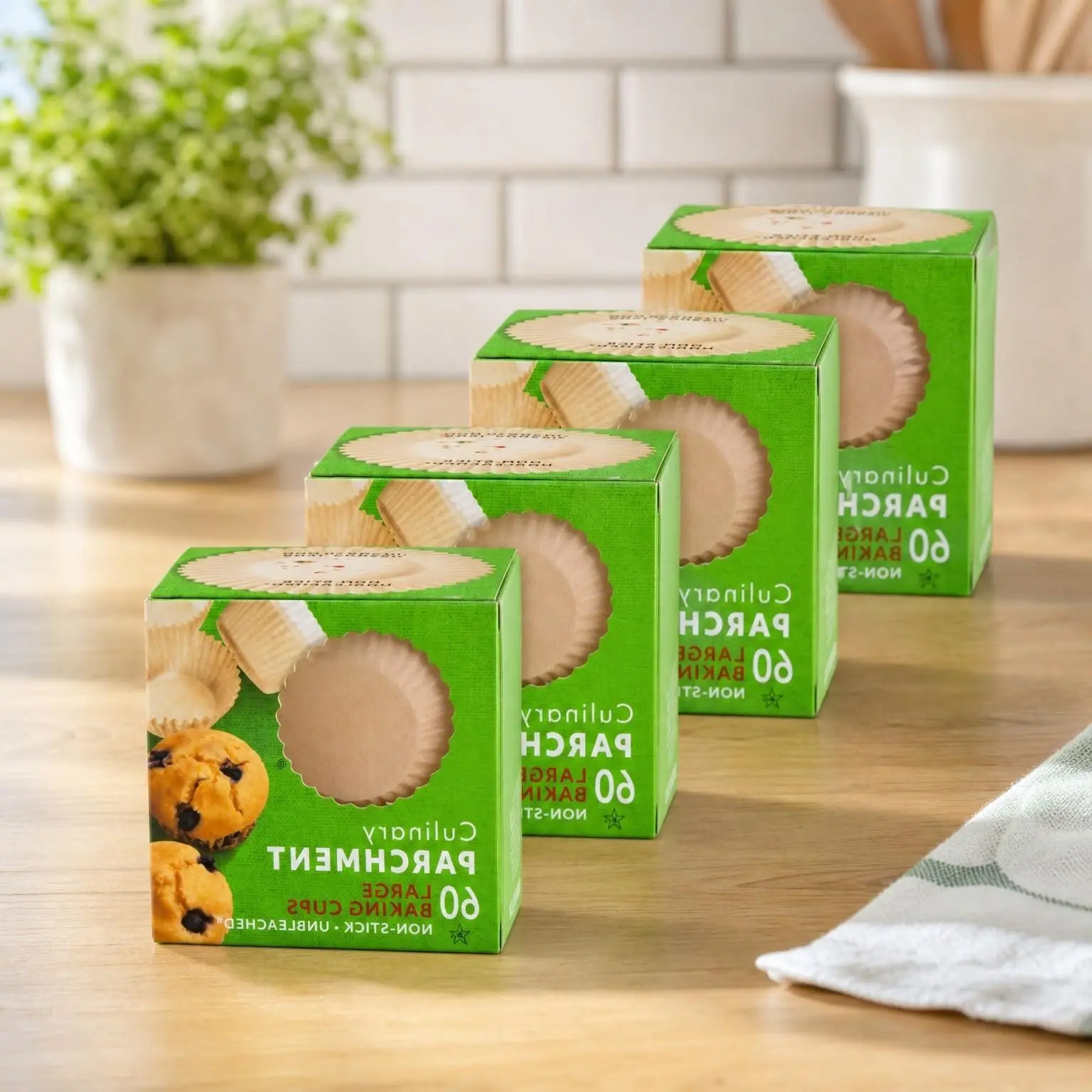 Large Parchment Baking Cups Nonstick Release 60 Count 4 Pack | Easy Release, Non-Stick, Unbleached & Compostable – Perfect for Muffins & Cupcakes