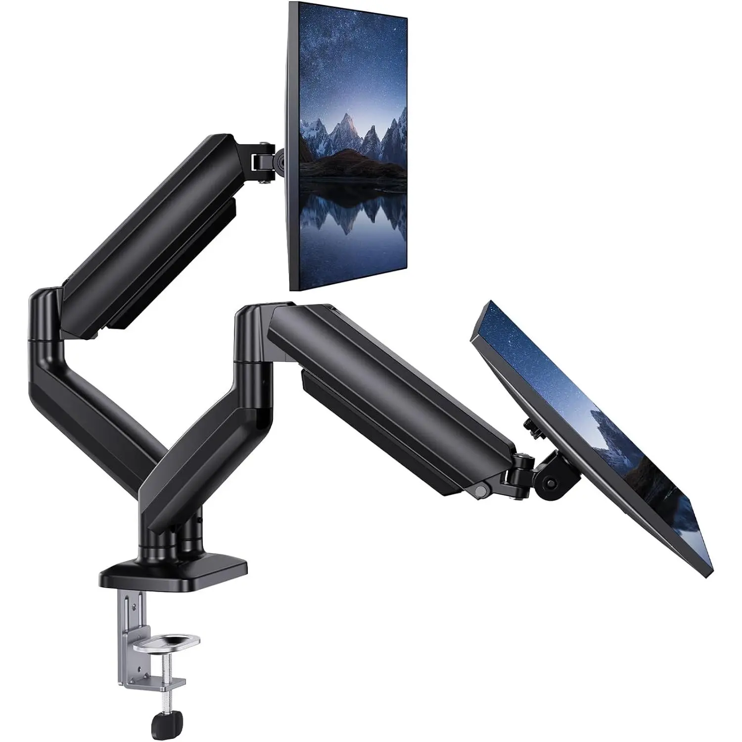Dual  Mount for 2 Monitors up to 30 inches, Each Arm Holds Max 22lbs, Dual  Stand with  System, Height-Adjustable/Tilt/Swivel/Rotate, VESA Standard 75mm or 100mm