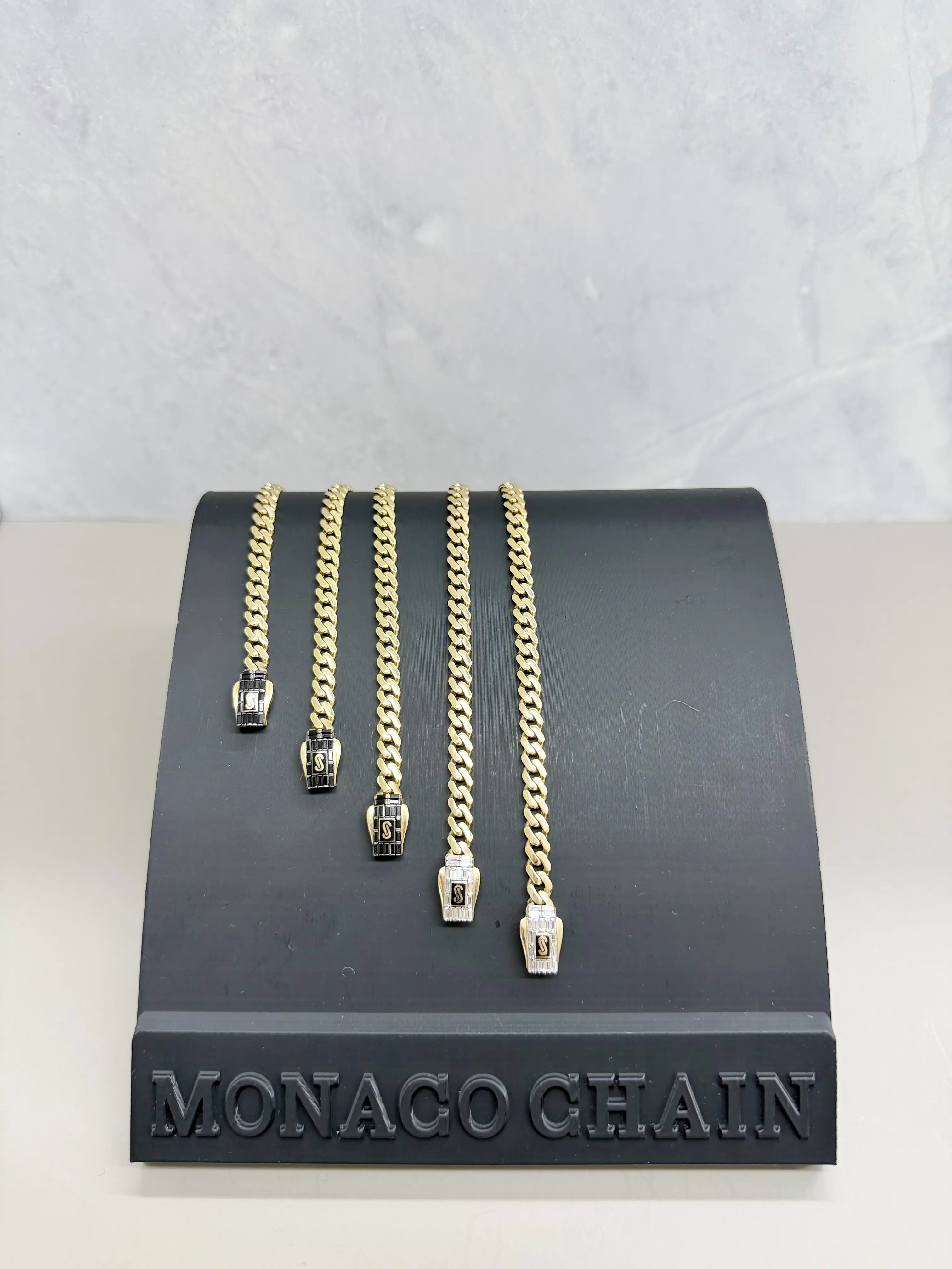 10K Monaco Bagett Gold Bracelet – 5mm (6.5"–8")