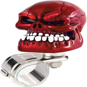Steering Wheel Suicide Spinner Knob Power Turning Control Skull Assist Grip Handle Fit Most Cars Trucks Tractors Boats Red
