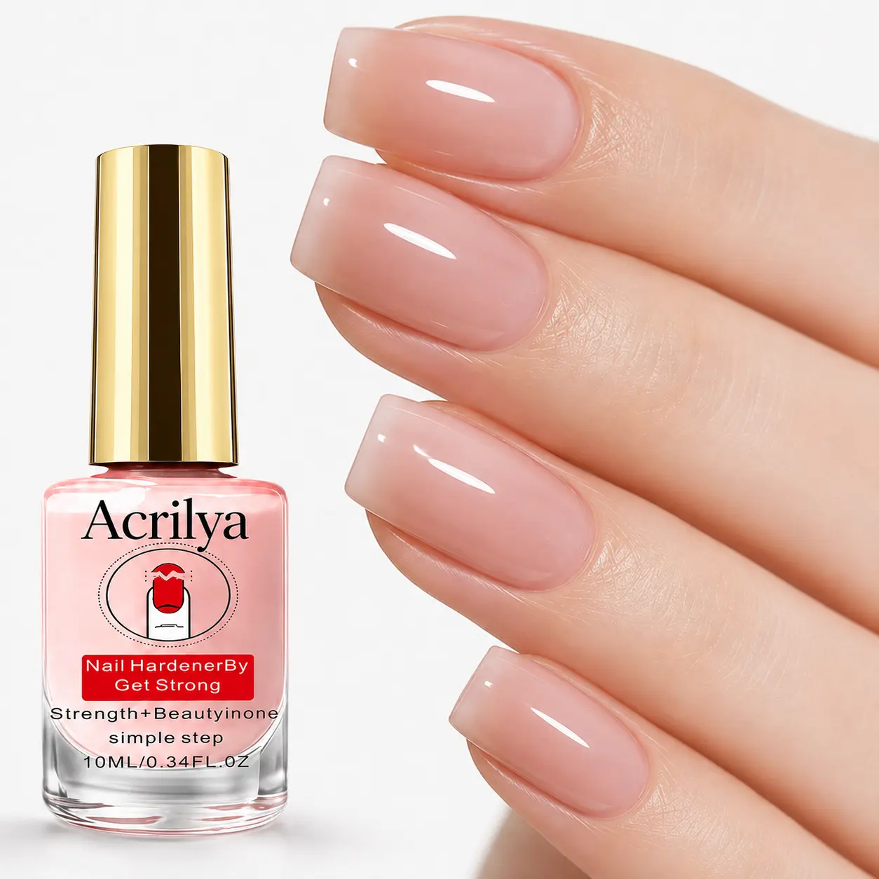 Natural Pink Nail Hardener—Long-Lasting Shine. A natural, translucent pink shade designed for professional manicurists to strengthen nails and create shiny, healthy nails.