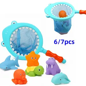 Bathtub Toys Fishing Float Spray Toy Set with Net, Bath Tub/bathroom Pool Game for Infants Toddlers Children